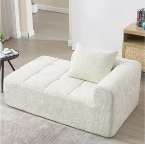 Wygodna sofa typu leżanka - 158 x 90 x 60 cm - łatwa w montażu - z poduszkami i kieszeniami - aksamitna - beżowa