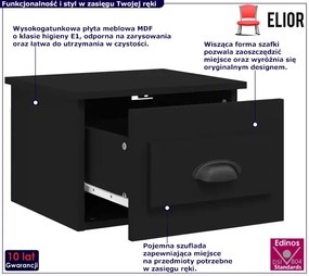 Czarna szafka nocna ścienna - Ezela