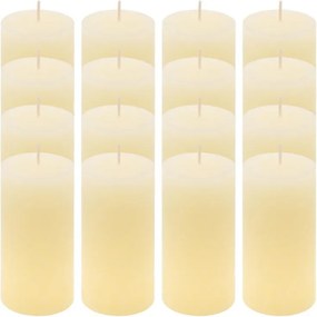 Zestaw świec rustykalnych, 10 cm, Ø 5 cm, kremowy, 16 szt.