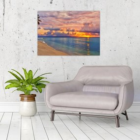 Obraz - Zachód słońca na plaży (70x50 cm)