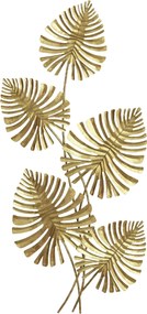 HOMCOM Zestaw dekoracji ściennej z metalu, lakierowana powierzchnia, forma liści, złoty kolor