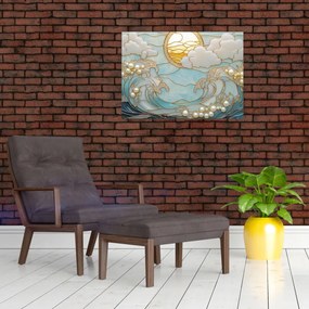 Obraz na szkle - 3D perły w oceanie (70x50 cm)
