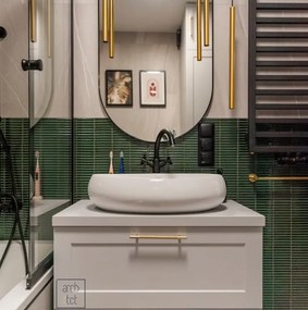 Umywalka ceramiczna nablatowa owalna biała 64 x 42 cm MORINA