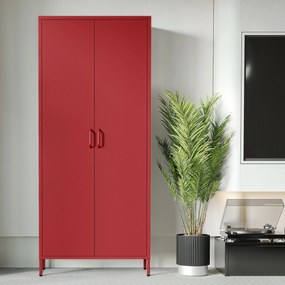 Szafa na ubrania metalowa czerwona FLAVIO, 800 x 1850 x 450 mm