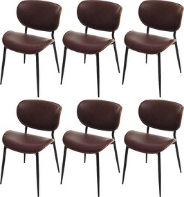 Krzesło do jadalni MCW-O45 (zestaw 6 sztuk), orzechowy wygląd, vintage brązowy