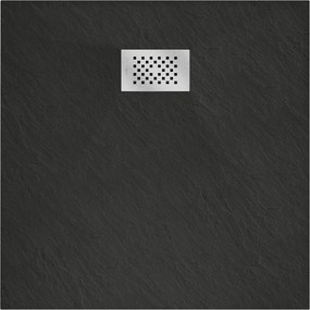 Mexen Hugo brodzik kwadratowy SMC 90 x 90 cm, czarny, maskownica inox - 42709090-X