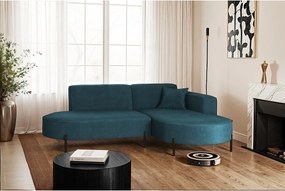 Narożnik w kształcie L Modena Rein, tkanina Noel, Niebieski, Prawy