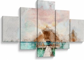 Obraz - Malediwy, drewniane molo (125x70 cm)