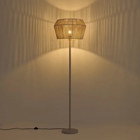 Lampa podłogowa beżowa z abażurem z papierowego sznurka 50/50/30 - Simplo