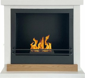 Biokominek stojący Stockholm z białego drewna, dł. 75 x gł. 24 x wys. 68 cm