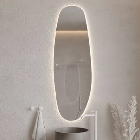 Lustro owalne z podświetleniem bezramowe 55 x 150 cm DELIS LED | Różne kolory szkła : Kolor - Srebro