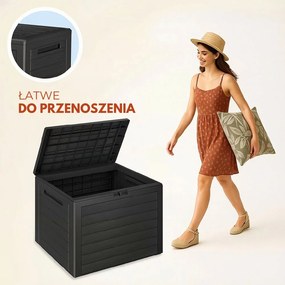 Pojemnik do przechowywania WOODEBOX, 190L,78x44x55cm, antracytowa Prosperplast