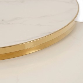 Zestaw Stolików Kawowych ARON 70 cm/50 cm Biały Marmur/Złoty Glamour