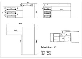 Biurko w dekorze dębu 146x145 cm Lissabon – Germania