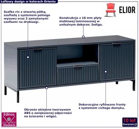 Lamelowa szafka rtv w kolorze indigo - Tardes 5X