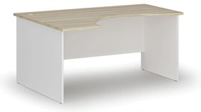 Ergonomiczne biurko PRIMO WHITE, 160x120 cm, lewe, biały/dąb naturalny