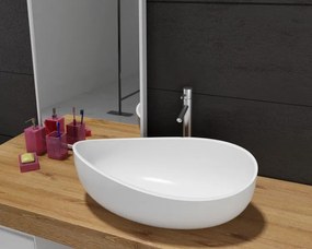 Umywalka nablatowa WAVE PB2001Odlew mineralny - Biały - 60 x 37 x 21 cm