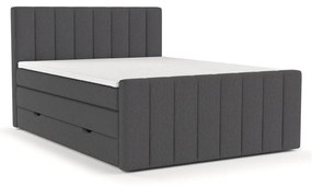 Szare łóżko boxspring ze schowkiem 140x200 cm Ruby – Maison de Rêve