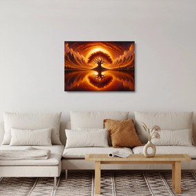 Obraz na szkle – Drzewo w krwawym słońcu (70x50 cm)