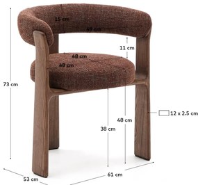 Brązowe krzesło z litego drewna jesionowego Granite – Kave Home