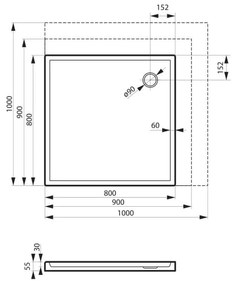 Brodzik kwadratowy 90x90x5 PRIMERO