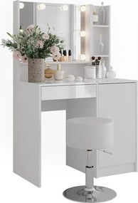Stół do toalety biały/biały wysoki połysk 89.8x50.1x76 sherry