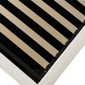 Łóżko Tapicerowane 160x200 cm ROSSO ze Stelażem i Pojemnikiem Dwuosobowe Boucle Kremowe