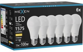 Mexen Nova 6x żarówka LED E27, A60, 15W, Ciepła - 3000K, 1575 lm - L100-E27-1530-01x06