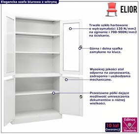 Biała zamykana szafa na akta do biura - Sorig