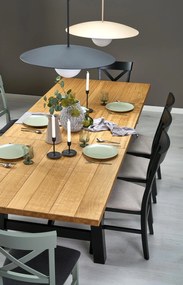 FIESTA stół rozkładany 200-280x100x77 cm dąb naturalny/czarny mieści 8-12 osób