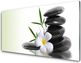 Szkło do Kuchni na Ścianę Kwiatowa Kompozycja Na Kamieniach