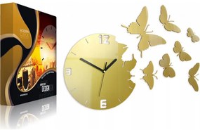 Zegar ścienny nowoczesny do salonu lub sypialni akrylowy złoty z motylami