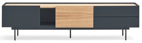 Antracytowo-naturalna szafka pod TV w dekorze dębu 180x45 cm Otto – Teulat