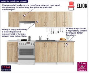 Komplet mebli kuchennych 240 cm dąb sonoma Hadson