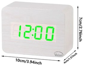 Zegar budzik drewniany led elektroniczny cyfrowy stojący - termometr + data