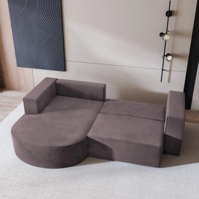 Masseno Narożnik SORELA z funkcją spania i pojemnikiem na pościel Narozniki L, Rozkładana sofa - Wrzosowy, MONOLITH 62