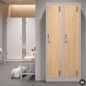Szafa socjalna czterokomorowa Eco Design Kacper 80x50x180 cm, szary/dąb sonoma