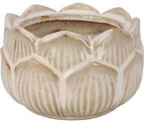 Świeczka w porcelanowym kwiatowym kielichu 12 x 7,8 cm, beżowy