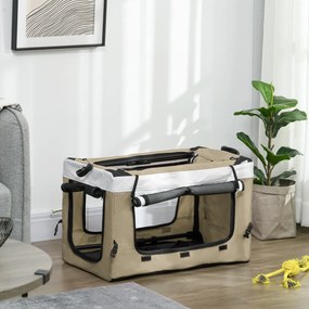 PawHut Wózek dla zwierząt domowych, składany, zdejmowany kosz, 81 x 58 x 97,5 cm, Czarny+Khaki+Biały
