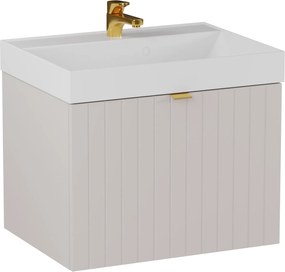 Szafka łazienkowa wisząca kaszmir lamelowy front 60 x 45 cm z umywalką z otworem CUSCO
