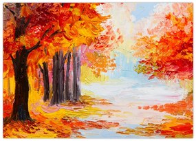 Obraz na szkle - Obraz na szkle olejny, kolorowa jesień (70x50 cm)