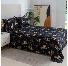 PrzytulneMieszkanie.pl Prześcieradło i poszewka na poduszkę GOLDEN DEER Rozmiar: 50 x 70 cm | 140 x 240 cm
