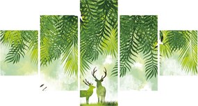 Obraz - Jeleń w lesie (125x70 cm)