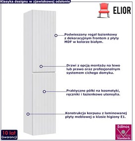 Biały słupek łazienkowy ścienny z lamelami F3-P64