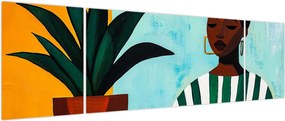 Obraz - Kobieta z kwiatem (170x50 cm)