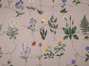 PrzytulneMieszkanie.pl Prześcieradło z mikrofibry HERBAR beżowe 90x200 cm
