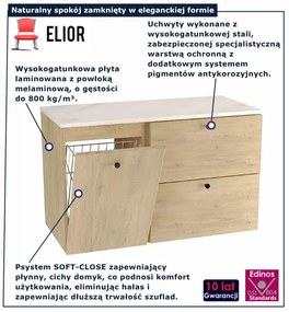 Wisząca szafka pod umywalkę dąb cremona + marmur H4-K43