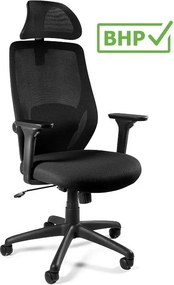 Ergonomiczne krzesło biurowe Chester, czarna tkanina, zgodne z normą BHP