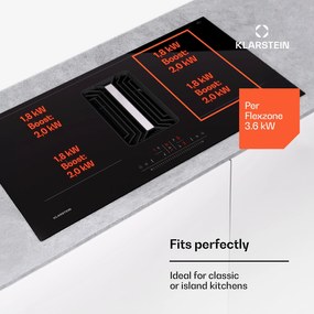 Klarstein AirJet 90cm 4 Strefy Gotowania Płyta Indukcyjna z Okapem Czarny