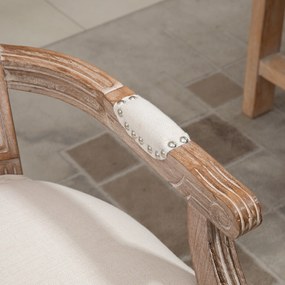 HOMCOM Krzesło Jadalniane Styl Francuski Dekoracja Nitami Kremowe Wygodne | Aosom PL